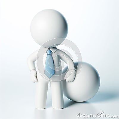 Businessmen white 3D figure with blue tie. Teamwork. AI generated Stock Photo