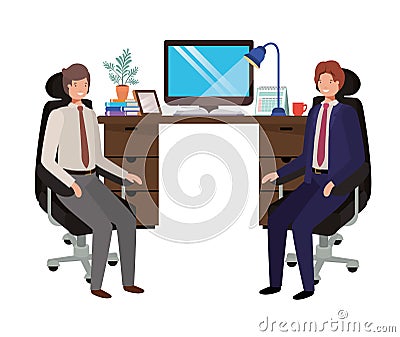 Businessmen in the work office avatar character Vector Illustration