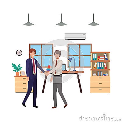 Businessmen in the work office avatar character Vector Illustration