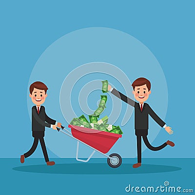 Businessmens and money cartoons Vector Illustration