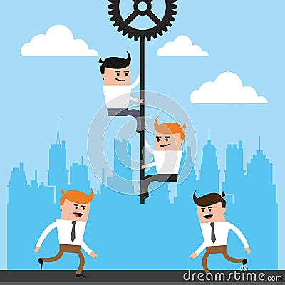 Businessmens working in the city Vector Illustration