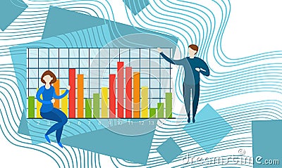 Businesspeople Banking Accountant Finance Business Data Analysis Financial Graph Vector Illustration