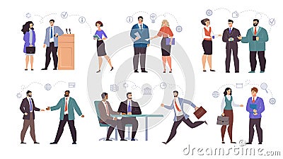 Businesspeople Teams Characters Flat Vector Set Vector Illustration