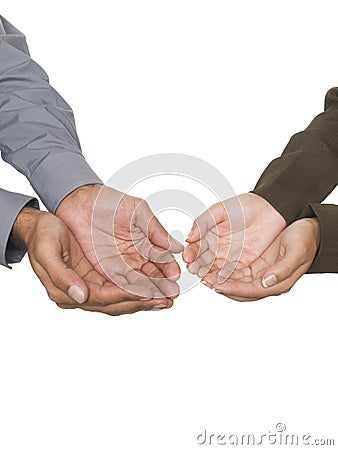 Businesspeople - cupped hands Stock Photo