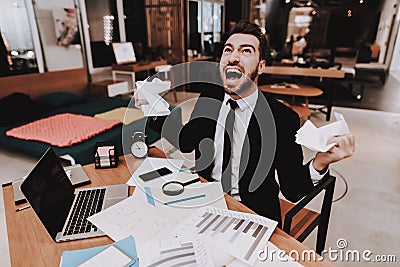 Businesspeople. Disappointed.Large Amount of Work. Stock Photo