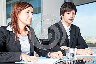 Businesspeople disappointed during negotiations Stock Photo