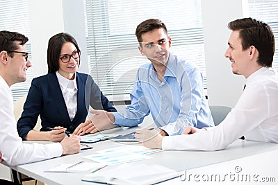 Businesspeople discuss a new project Stock Photo