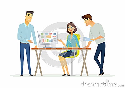 Businesspeople discuss a project - modern cartoon people characters illustration Vector Illustration