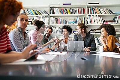 Businesspeople discussing together in conference room during meeting at office Stock Photo