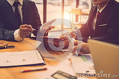 Businesspeople discussing together in meeting. Business investment planning,sharing ideas Stock Photo