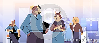 businesspeople with dog heads working in office different animals in formal wear discussing during meeting modern Vector Illustration