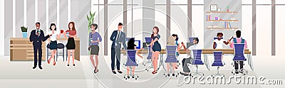 Businesspeople employees successful teamwork concept hardworking process open space creative co-working center modern Vector Illustration