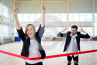 Businesspeople on a finish Stock Photo