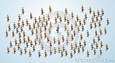 Businesspeople Group, Businessman Stand Out Crowd Vector Illustration