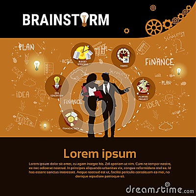 Businesspeople Group Team Brainstorm Business Plan Strategy Concept Startup Development Banner Vector Illustration