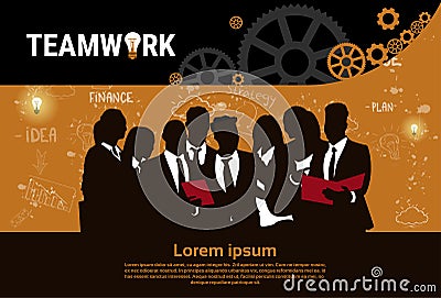 Businesspeople Group Team Brainstorm Teamwork Business Plan Strategy Concept Startup Development Banner Vector Illustration