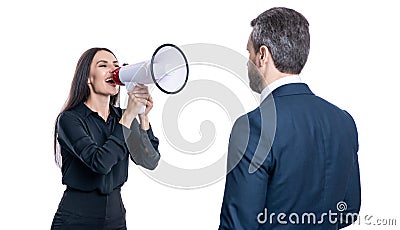 businesspeople partner having conflict about promotion. businesspeople solving conflict. rivalry concept. business Stock Photo