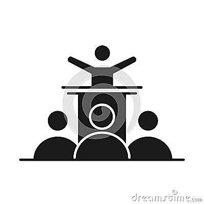 Businesspeople seminar work management developing successful silhouette style icon Vector Illustration