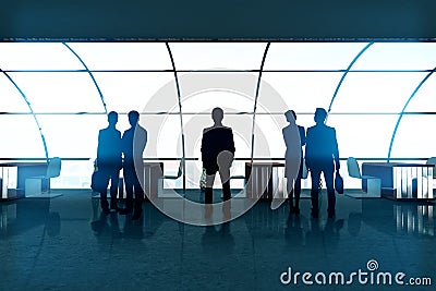 Businesspeople silhouettes in office Stock Photo