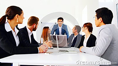 Businesspeople sitting at the table Stock Photo