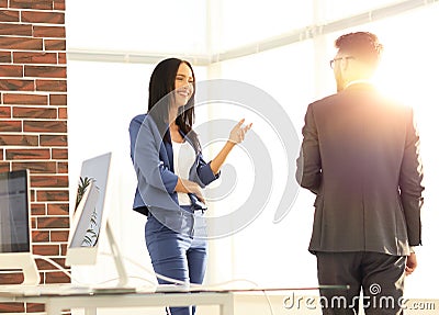 A couple of business partners working together in office Stock Photo