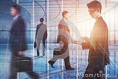 Meeting, technology, communication and finance concept Stock Photo