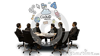 Businesspeople που εξετάζει τη φουτουριστική οθόνη που παρουσιάζει σύμβολο υπολογισμού σύννεφων απόθεμα βίντεο Businesspeople που εξετάζει τη φουτουριστική οθόνη που παρουσιάζει σύμβολο υπολογισμού σύννεφων απόθεμα βίντεο