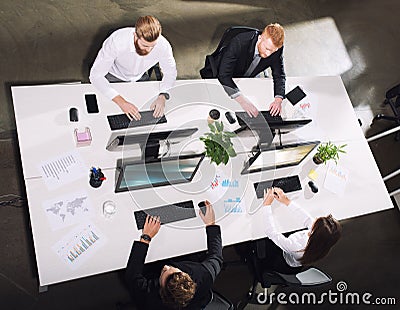 Businessperson in office connected on internet network. concept of partnership and teamwork Stock Photo