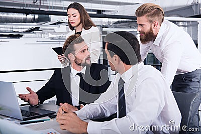 Businessperson in office connected on internet network. concept of partnership and teamwork Stock Photo