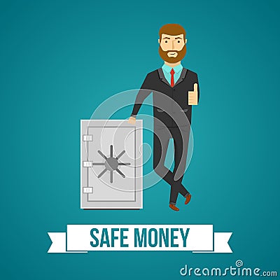 Businessperson And Safe Design Vector Illustration