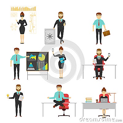 Businessperson Set Of Characters Vector Illustration