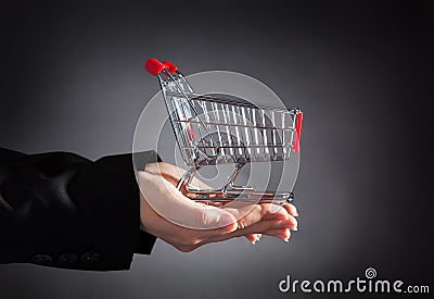 Businessperson With Shopping Cart Stock Photo