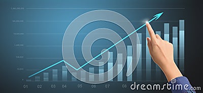 Businessplan graph growth increase of chart positive indicators Stock Photo