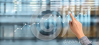 Businessplan graph growth and increase of chart positive indicators Stock Photo