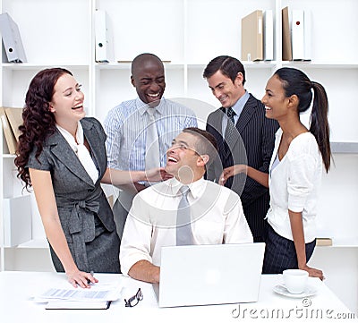 Businessteam working and having fun Stock Photo