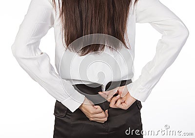 Businesswoman adjust back zippers Stock Photo