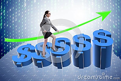 The businesswoman in american dollar concept Stock Photo