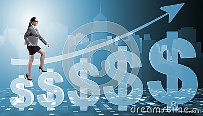 The businesswoman in american dollar concept Stock Photo