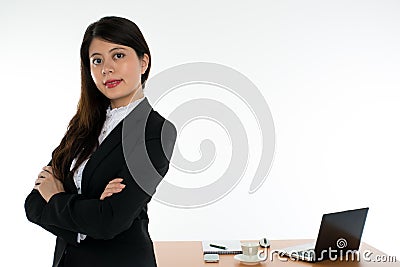 Businesswoman Arms Crossed and Smiling Stock Photo