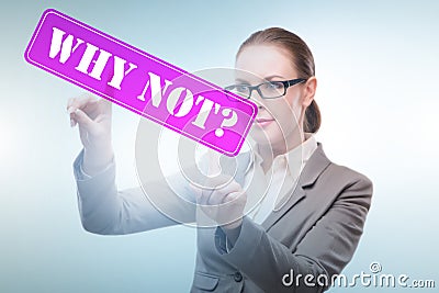 Businesswoman asking the question why not Stock Photo