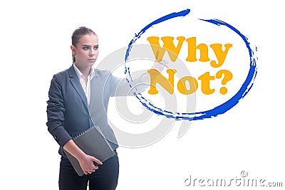 Businesswoman asking the question why not Stock Photo