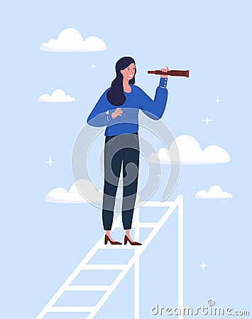 Businesswoman with binoculars Vector Illustration