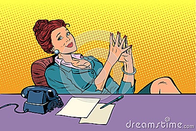 Businesswoman boss sitting at the office Desk Vector Illustration