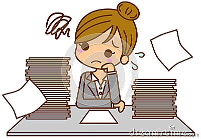 Businesswoman busy Cartoon Illustration