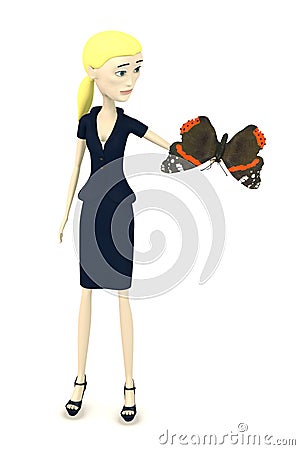Businesswoman with butterfly Stock Photo