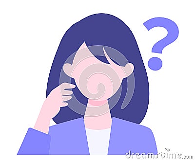 BusinessWoman cartoon character. People face profiles avatars and icons. Close up image of asking Woman Vector Illustration