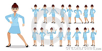 Businesswoman cartoon character set. Beautiful business woman have business activity vector Vector Illustration