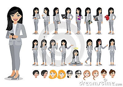 Businesswoman cartoon character set. Vector illustration Vector Illustration