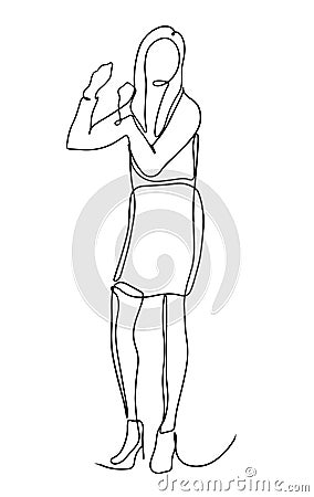 Businesswoman celebrate success. Office worker dancing line illusration. Happy business woman dancing in work suit. vector Cartoon Illustration