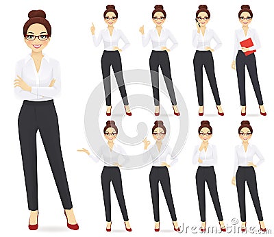 Businesswoman character set Vector Illustration